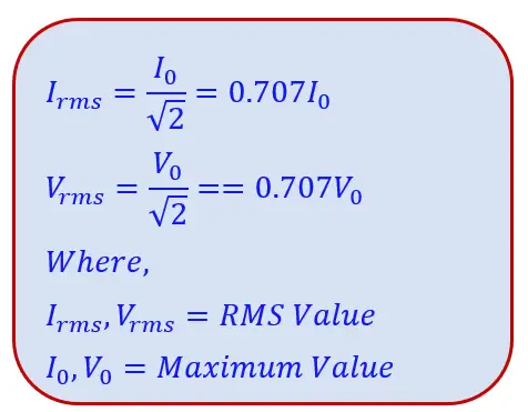 rms-value-of-alternating-current-formula