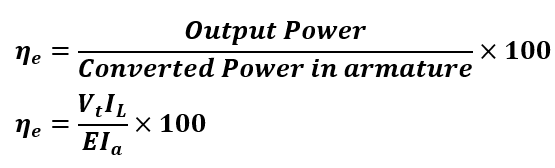 formula of Electrical Efficiency of DC generator