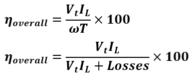 overall efficiency formula of dc generator