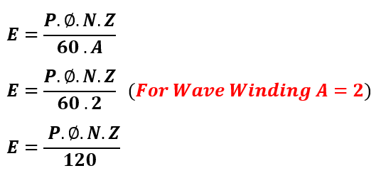 EMF Equation for DC Generator for  wave winding