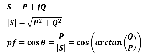 diagram showing relation among active, reactive and apparent power in power triangle