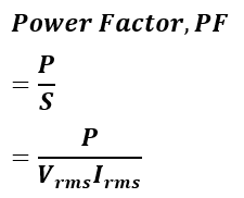 power factor  mathematical expression