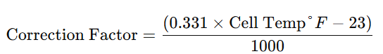 Temperature Correction for the Specific Gravity of Acid- for Fahrenheit