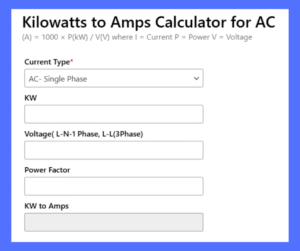 KW to Amps Calculator