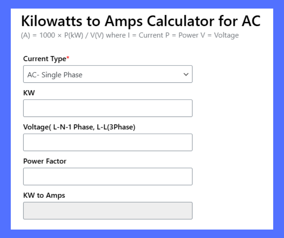 hp kw amp calculator