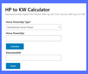 hp to kw calculator - easy to calculate