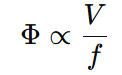 v/f ratio kept constant to maintain constant flux in the motor
