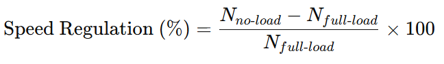 Speed Regulation DC Motor Formula (Percentage Form)