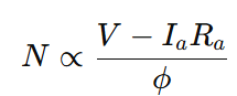 speed formula for speed control of dc series motor by armature diverter