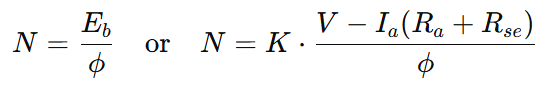 formula for Speed Control Methods of DC Series Motor