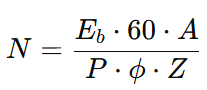 formula for speed of DC motor taking the back emf