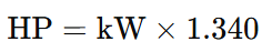 Kilowatt to Electric Horsepower Conversion Formula