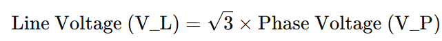 line voltage formula In a balanced three-phase system
