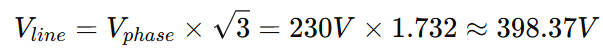 voltage in 3 phase system- Why Not 690V (230V × 3)?