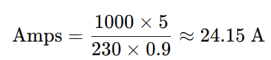 KW to Amps Calculation Example