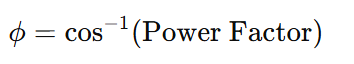 Phase Angle Formula based on power factor