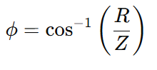 Phase Angle Formula based on impedance when resistance and impedance are known
