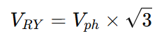 Vry-line-to-line (phase-to-phase) voltages in a 3-phase system: