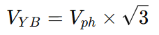 vyb- line-to-line (phase-to-phase) voltages in a 3-phase system:
