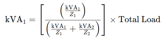 formula for load sharing on parallel transformers