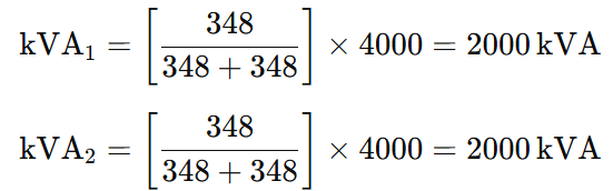 Case 1: Equal Impedance, Voltage Ratios, and Same kVA Ratings- example