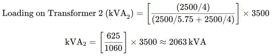Case 3: Unequal Impedance but Same Ratios & kVA- loading on transformer-2