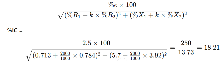 parallel operation of transformer- Case 6: Unequal Impedance, KVA & Different Ratios- calculation of circulating current % IC