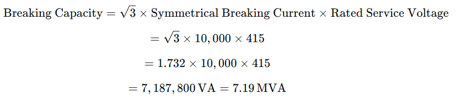 example of Breaking Capacity  for 3 phase system