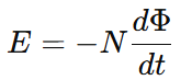 faraday's induction law shows the emf is proportional to number of coil turns and rate of change of flux