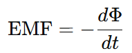 Faraday’s Law: EMF equals negative rate of change of magnetic flux