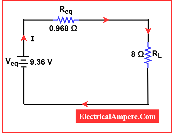 Diagram showing the equivalent circuit representation of the given original circuit