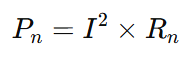 Power dissipation formula in a series circuit showing Pn equals I squared times Rn for each resistor