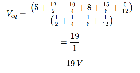example -calculation of thevenin equivaalent voltage Veq for mixed sources