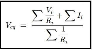 millmans theorm formula for mixed voltage and current sources connected in parallel