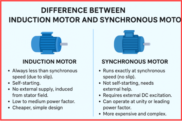difference between inducction motor and synchronous motor
