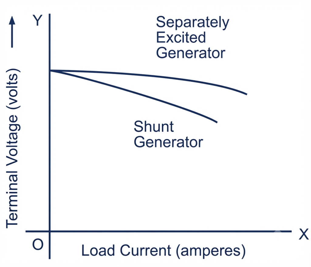 Graphical determination of internal characteristic of a shunt generator from its external characteristic