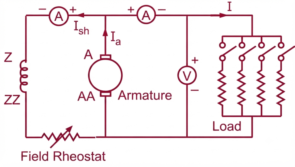 Load Test Circuit of DC Shunt Generator