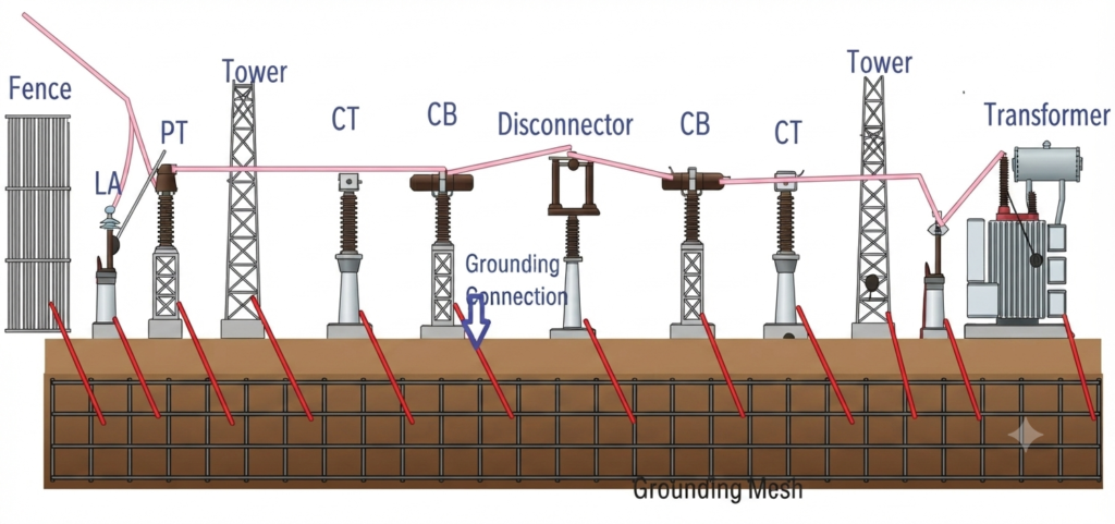 earth mat installation in substation diagram